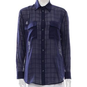 Equipment Blue Button Down Shirt Classic Plaid
